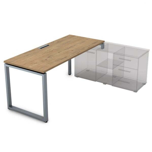 СТП-О.989 Стол рабочий прямолинейный, три опоры - правый (1400x800x750) (TeakwoodСерый)