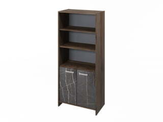 Шкаф для документов полуоткрытый Festus FI-672.G 800x460x1861 (Орех Пацифик Табак/Камень Пьетра Гриджиа черный)