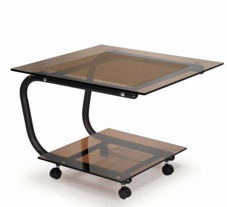 Стол журнальный Дуэт-9 Д-9 600x600x500 (Металлик/прозрачное стекло)