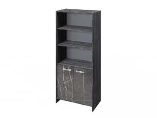 Шкаф для документов полуоткрытый Festus FI-672.G 800x460x1861 (Древесина Графит/Камень Пьетра Гриджиа черный)