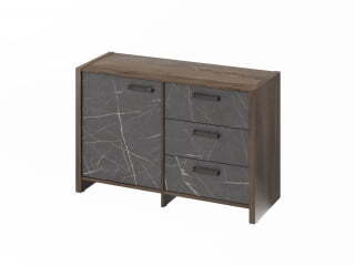 Тумба для документов для документов Festus FB-12-01.G 1222x460x806 (Орех Пацифик Табак/Камень Пьетра Гриджиа черный)