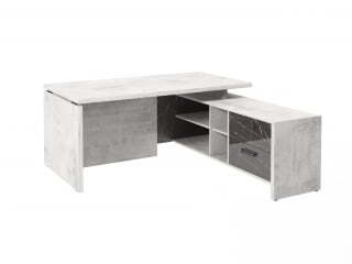 Стол руководителя с опорной тумбой Festus FB-117R.GG 1700x1800x750 (Хромикс Белый/Камень Пьетра Гриджиа черный)