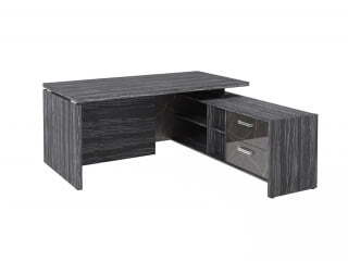 Стол руководителя с опорной тумбой Festus FI-117R.GG 1700x1800x750 (Древесина Графит/Камень Пьетра Гриджиа черный)