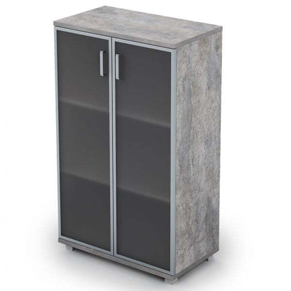 6Ш.017.4 Шкаф для документов средний со стеклом (800x450x1348) (Basalt)