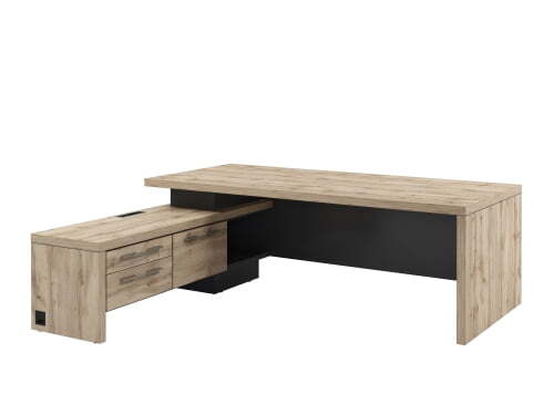 Стол руководителя с блоком розеток Torston Т-22Л.1000 2200x2000x750 (Дуб Вотан/Антрацит)