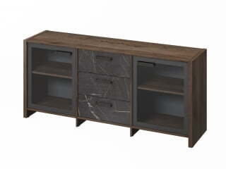 Тумба для документов Festus FB-13-02.G 1804x460x806 (Орех Пацифик Табак/Камень Пьетра Гриджиа черный)