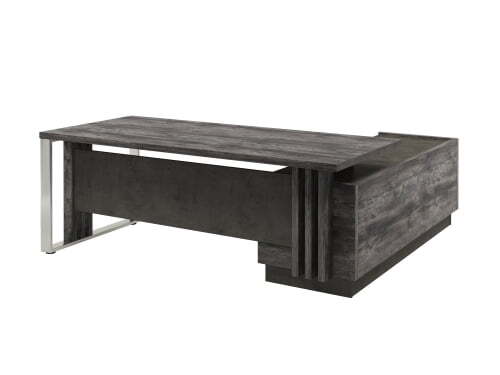 Стол с опорной тумбой и металлической опорой, левый (без розеток) Vestar Z-420л.0000 2000x2030x750 (Сосна Пасадена/Бетон Чикаго)