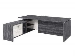 Стол руководителя с опорной тумбой Festus FI-121L.GG 2100x1800x750 (Древесина Графит/Мрамор Леванто белый)