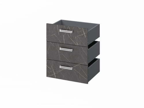 Комплект из 3 ящиков, фасады ЛМДФ FI-124.G 560x418x670 (Орех Пацифик Табак/Камень Пьетра Гриджиа черный)