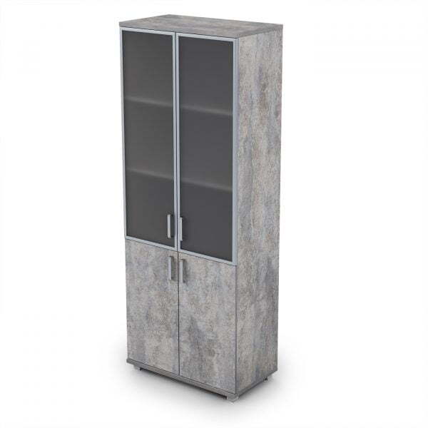 6Ш.005.4 Шкаф для документов высокий со стеклом (800x450x2116) (Basalt)