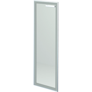 Дверь стеклянная в алюминиевой раме левая Аргентум НТ-601.СР.ЛВ.Ф 390x4x1180 (Сатинат)