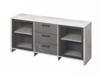 Тумба для документов Festus FB-13-02.G 1804x460x806 (Хромикс Белый/Камень Пьетра Гриджиа черный)