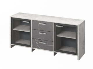 Тумба для документов Festus FI-13-02.G 1804x460x806 (Хромикс Белый/Камень Пьетра Гриджиа черный)