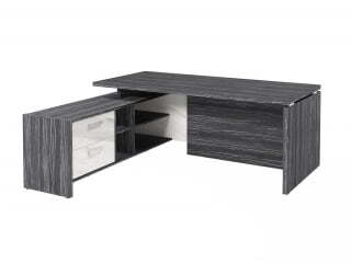 Стол руководителя с опорной тумбой Festus FI-119L.GG 1900x1800x750 (Древесина Графит/Мрамор Леванто белый)