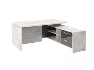 Стол руководителя с опорной тумбой Festus FI-117R.GG 1700x1800x750 (Хромикс Белый/Камень Пьетра Гриджиа черный)