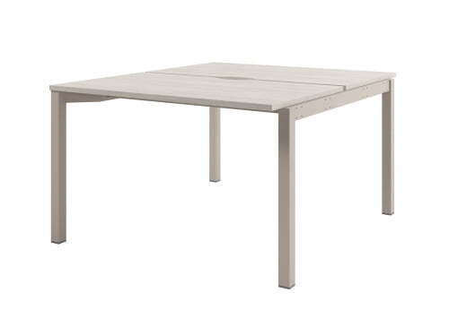 Стол-тандем на металлокаркасе, начальная секция Solution D-401 1400x1432x750 (Акация Морава/КашемирБежевый)