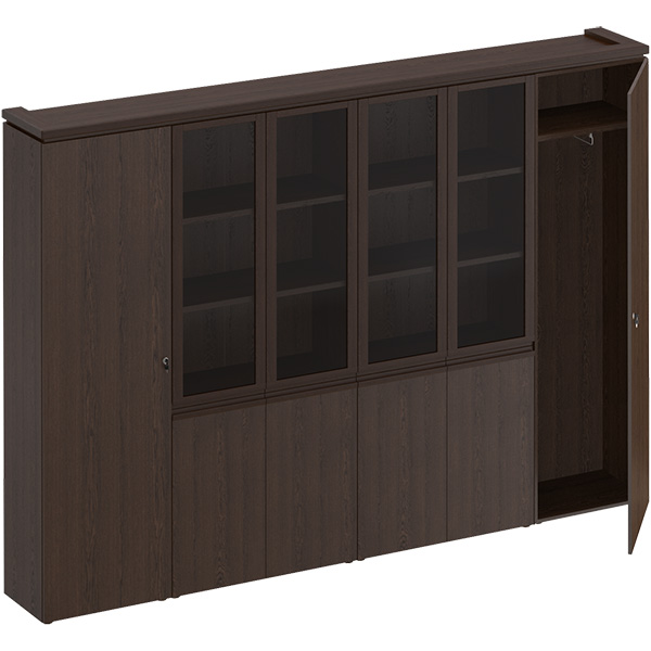 Шкаф комбинированный узкий со стеклом 2 шт. для одежды Mark МК 390 3000x404x2100 (Дуб валенсия)