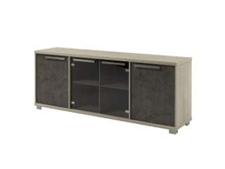 Шкаф низкий четырёхсекционный Z-14-11 (Дуб Галифакс белый/Бетон Чикаго)