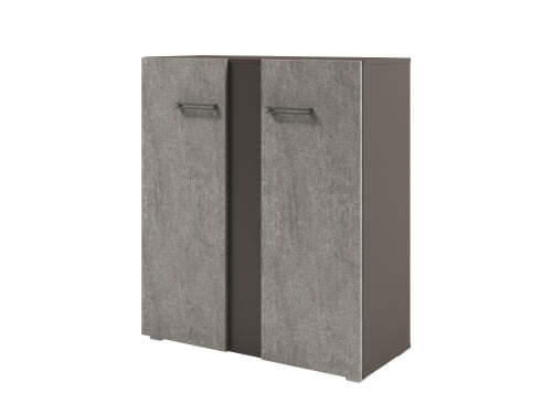 Стеллаж средний с дверьми Solution D-76 950x414x1096 (Бетон/Трюфель)