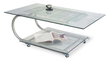 Стол журнальный Дуэт-10 Д-10 1100x700x500 (Металлик/прозрачное стекло)