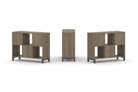 Набор стеллажа 1 сторонний, 2 яруса SN.NS-231 (1121х400х881) (Вяз Благородный/Металл Антрацит)