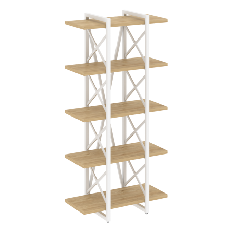 Стеллаж на регулируемых опорах-5 полок VR.L-MST.O-5.4V 800x400x1650 (Тиквуд Светлый/Белый металл)