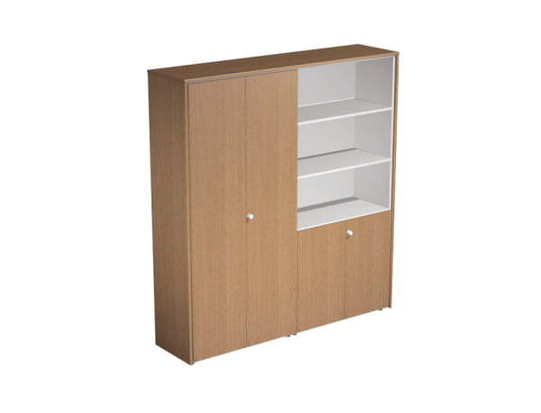 Шкаф комбинированный (одежда-документы) Profiquadro КВ 355 БВ 1830x450x1990 (Белый премиум / Вишня скандинавская)