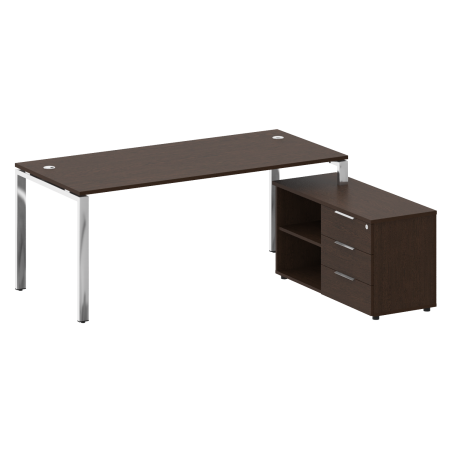 Стол для руководителя с тумбой правый БГ.СРТ-5.8 (R) 1900x1620x750 (Венге Цаво/Нерж. Сталь)