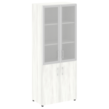 Шкаф комбинированный со стеклом в алюминиевой раме нужен топ LT.ST 1.2R 800x450x1990 (Снежная Патина)