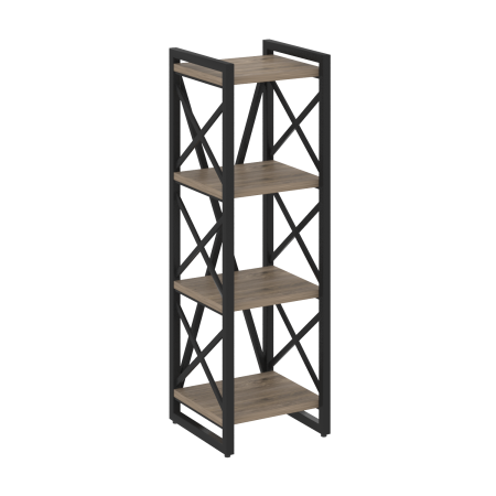 Стеллаж на регулируемых опорах-4 полки VR.L-MST.O-4.4 400x400x1280 (Тиквуд Темный/Черный металл)