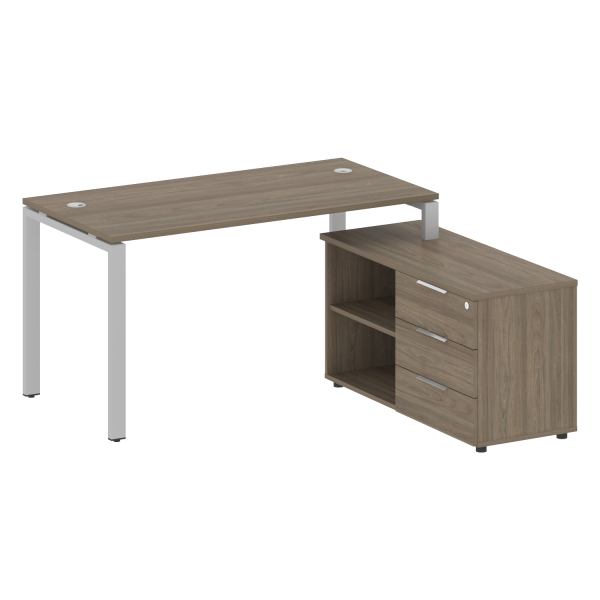 Рабочая станция с опорной тумбой правая Metal System Style БП.РС-СТС-2.3 Пр 1500x1520x750 (Вяз/Серый металл)