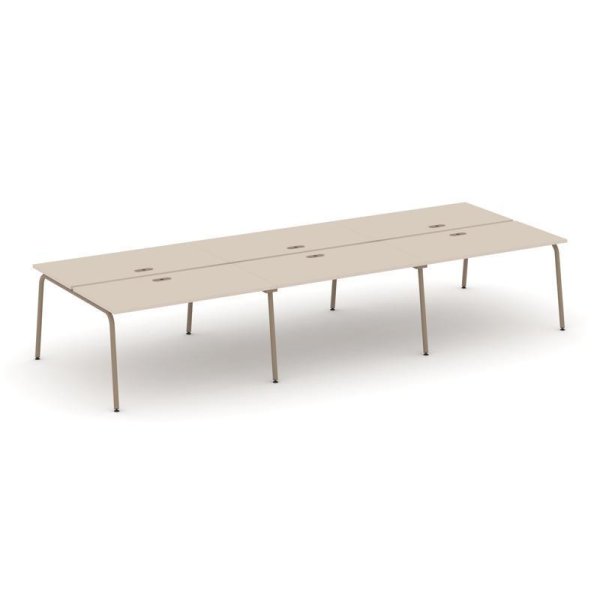 Рабочая станция 6 мест ES.D.RS-6.3-LK (4140х1500х750) (Капучино/Металл Латте)