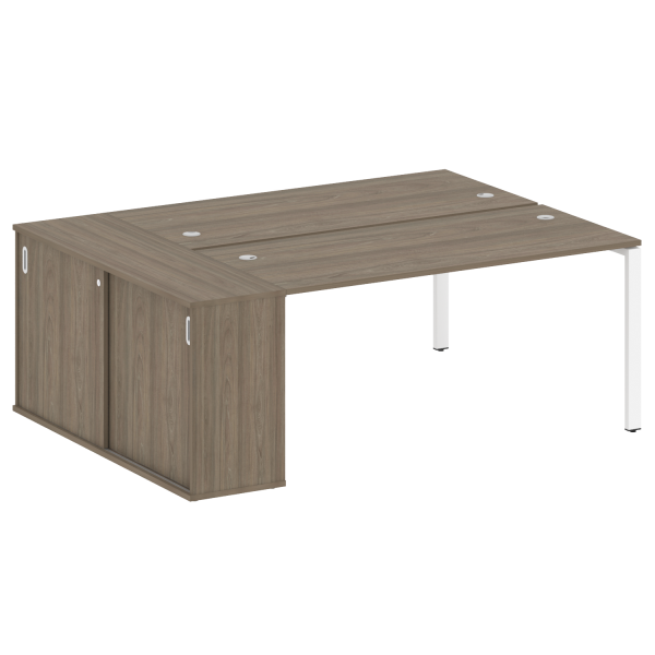 Рабочая станция с опорным шкафом-купе Metal System Style БП.РС-СШК-1.4 2010x1475x750 (Вяз/Белый металл)