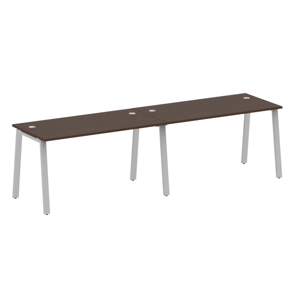 Рабочая станция на 2 рабочих места на А-образном м/к Metal System Style БА.СМ-2.3 2800x720x750 (Венге Цаво/Серый металл)