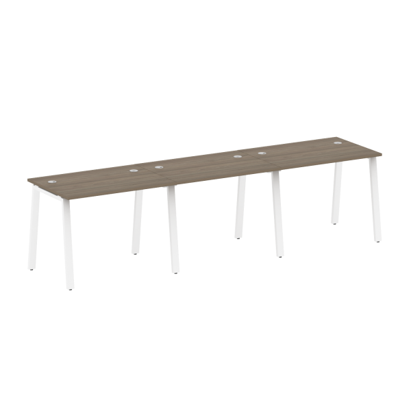 Рабочая станция на 3 рабочих места на А-образном м/к Metal System Style БА.СМ-3.1 3000x720x750 (Вяз/Белый металл)