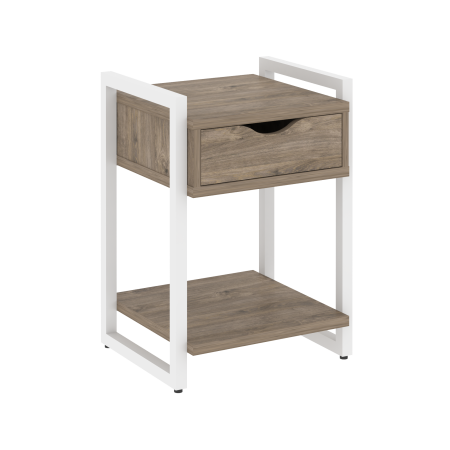 Тумба на регулируемых опорах с ящиком и полкой VR.L-T1.O 500x460x719 (Тиквуд Темный/Белый металл)