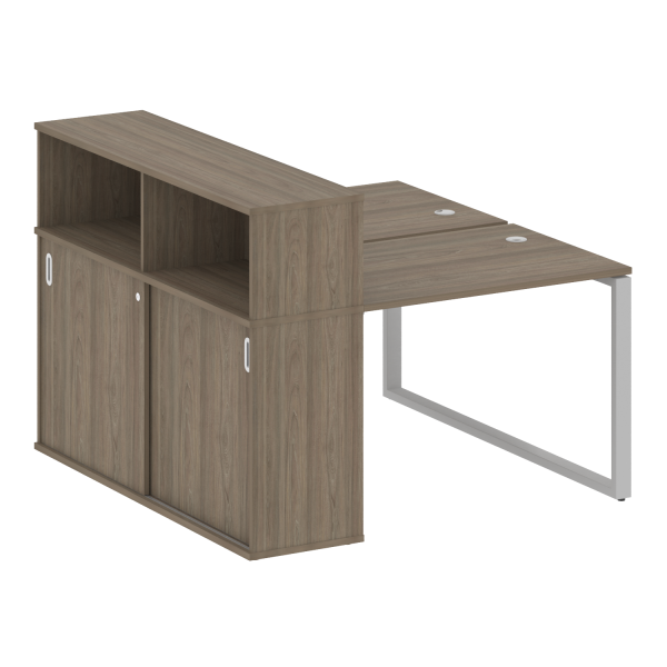 Рабочая станция с шкафом-купе на О-образном м/к Metal System Style БО.РС-СШК-2.1 Т 1410x1475x1098 (Вяз/Серый металл)
