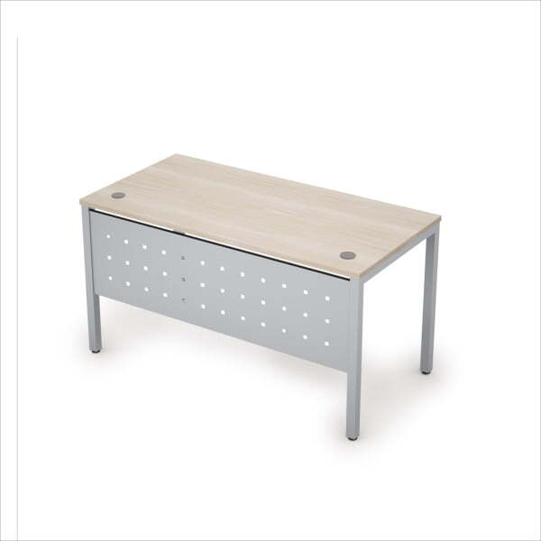 6МК.067 Стол рабочий с экраном из металла (1000x600x750) (Шамони светлый/Алюминий матовый)