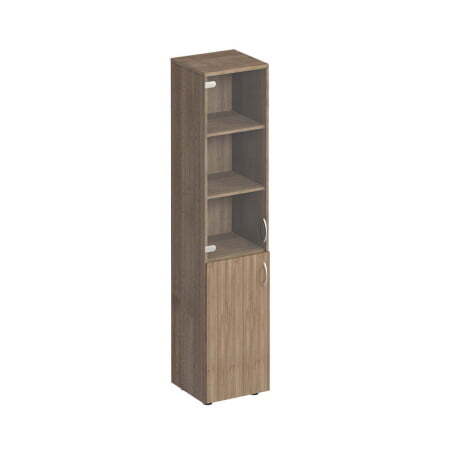 Шкаф для документов узкий со стеклом Комфорт К 381 400x380x2000 (Дуб шамони темный)