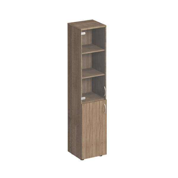 Шкаф для документов узкий со стеклом Комфорт МП2 К 381 400x380x2000 (Дуб шамони темный)