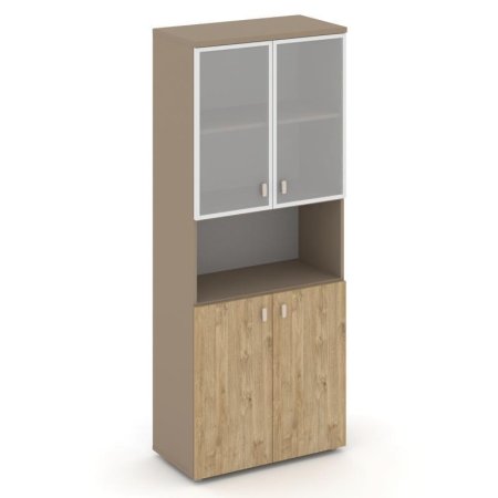 Шкаф высокий широкий ES.ST-1.4R (800х420х1977) (Латте/Тиквуд Светлый/Сатин матовый)