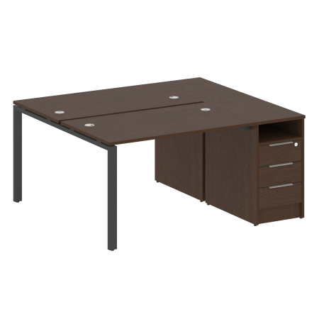 Рабочая станция с опорной тумбой Metal System Style БП.РС-СТП-2.2 1612x1475x750 (Венге Цаво/Антрацит металл)