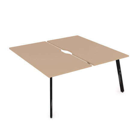 10БДКВ.268 Стол системы Бенч с вырезом, сдвоенный, на 2 рабочих места - конечный (1200x1235x750) (Mokko/Черный глянец металл)