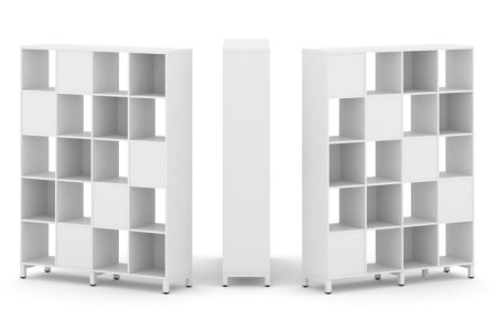 Набор стеллажа 2-х сторонний, 5 ярусов SN.NSD-541 (1488х400х1982) (Белый/Металл Белый)