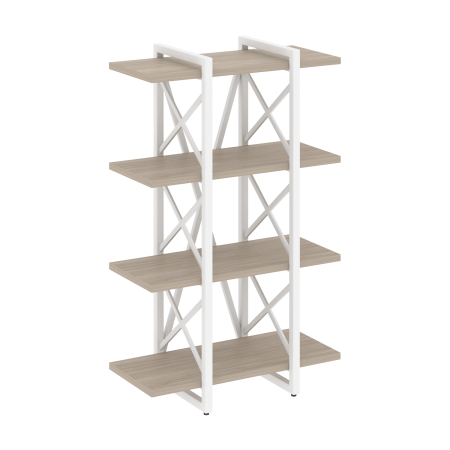 Стеллаж на регулируемых опорах-4 полки VR.L-MST.O-4.4V 800x400x1280 (Дуб Аттик/Белый металл)