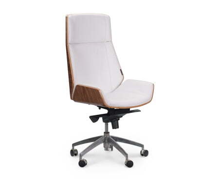 Кресло офисное / Патио / белая кожа / алюминиевая крестовина (Белый)
