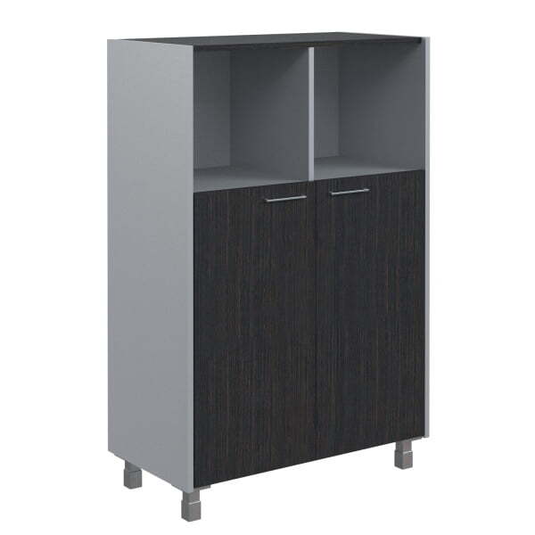 Шкаф с глухими малыми дверьми Offix-new OMC 87.3 874x450x1329 (Легно темный/металлик)