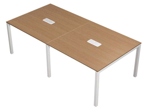 Стол для переговоров с кабель-каналом Profiquadro КВ 123 БВ 2400x1200x760 (Белый премиум / Вишня скандинавскаяСерый)