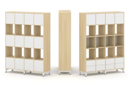 Набор стеллажа 1 сторонний, 5 ярусов SN.NS-541 (1488х400х1982) (Акация Лорка/Белый/Металл Белый)