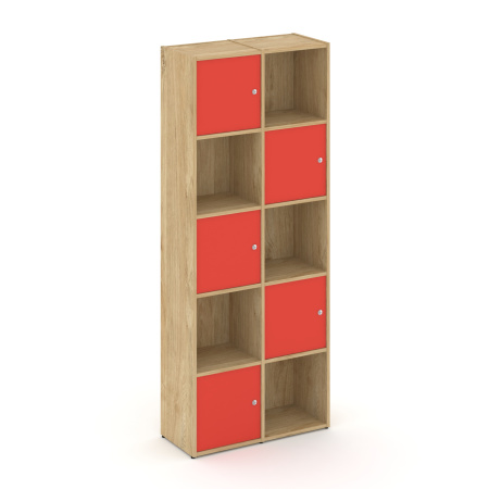 Стеллаж Locker Plus LK.K-008 798x350x1983 (Тиквуд Светлый | Красный)